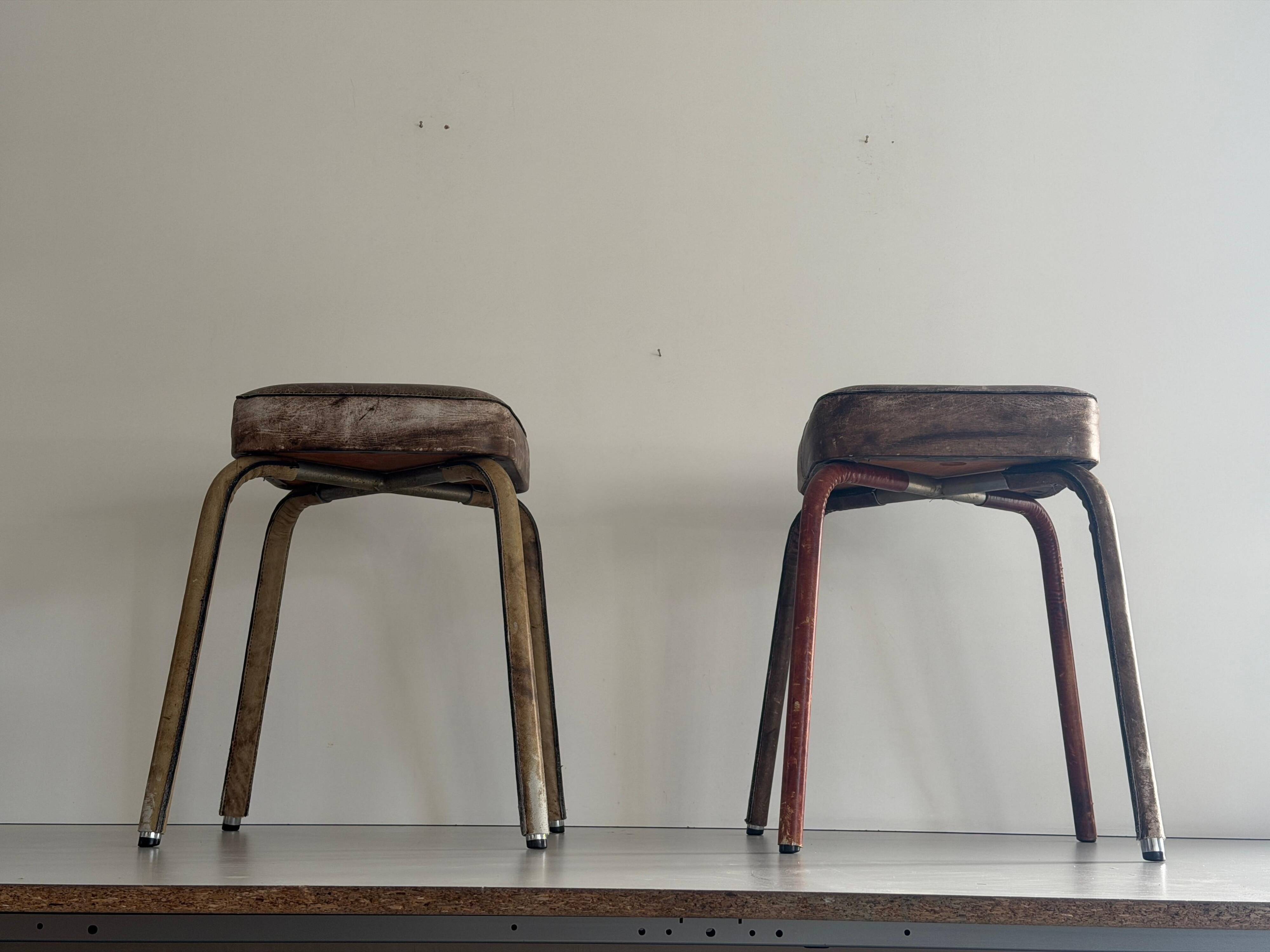 Paire de tabourets en simili-cuir, 1970, Allemagne