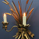 Gilt metal wheat sheaf two-light wall sconce