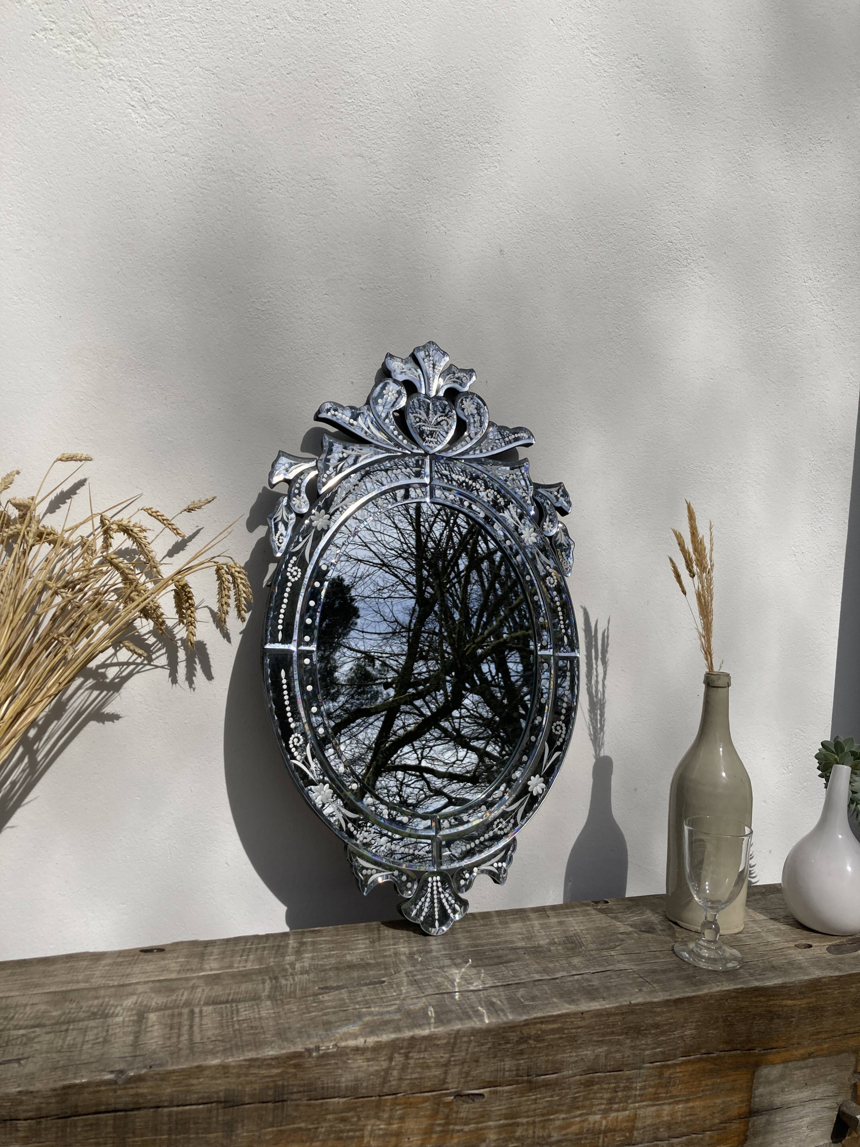 Oval Venetian wall mirror