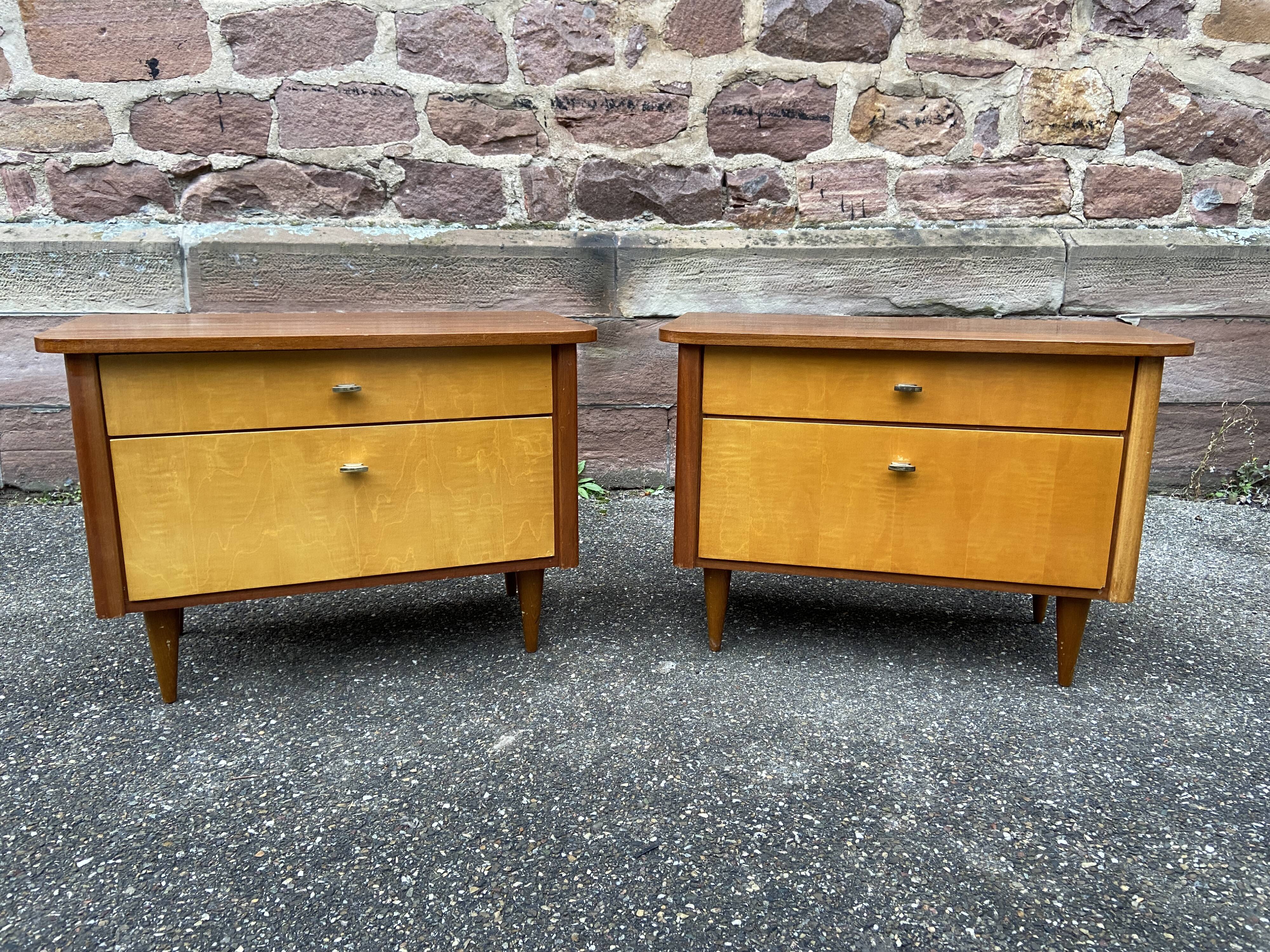 Pair of vintage Mid Century bedside tables vintage 1960s
