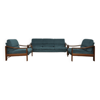 Scandinavian Teak Living Room Set, 1970s, Set of 3