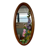 Miroir sculpté en bois décors fleurs