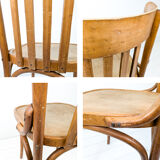 Chaise bistrot vintage en bois courbé avec dossier à barreaux