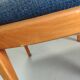 Lot de 4 chaises vintage piètement bois et tissu bleu circa 60