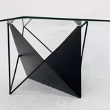 Table basse vintage en fil d'acier des années 80 au design éclectique