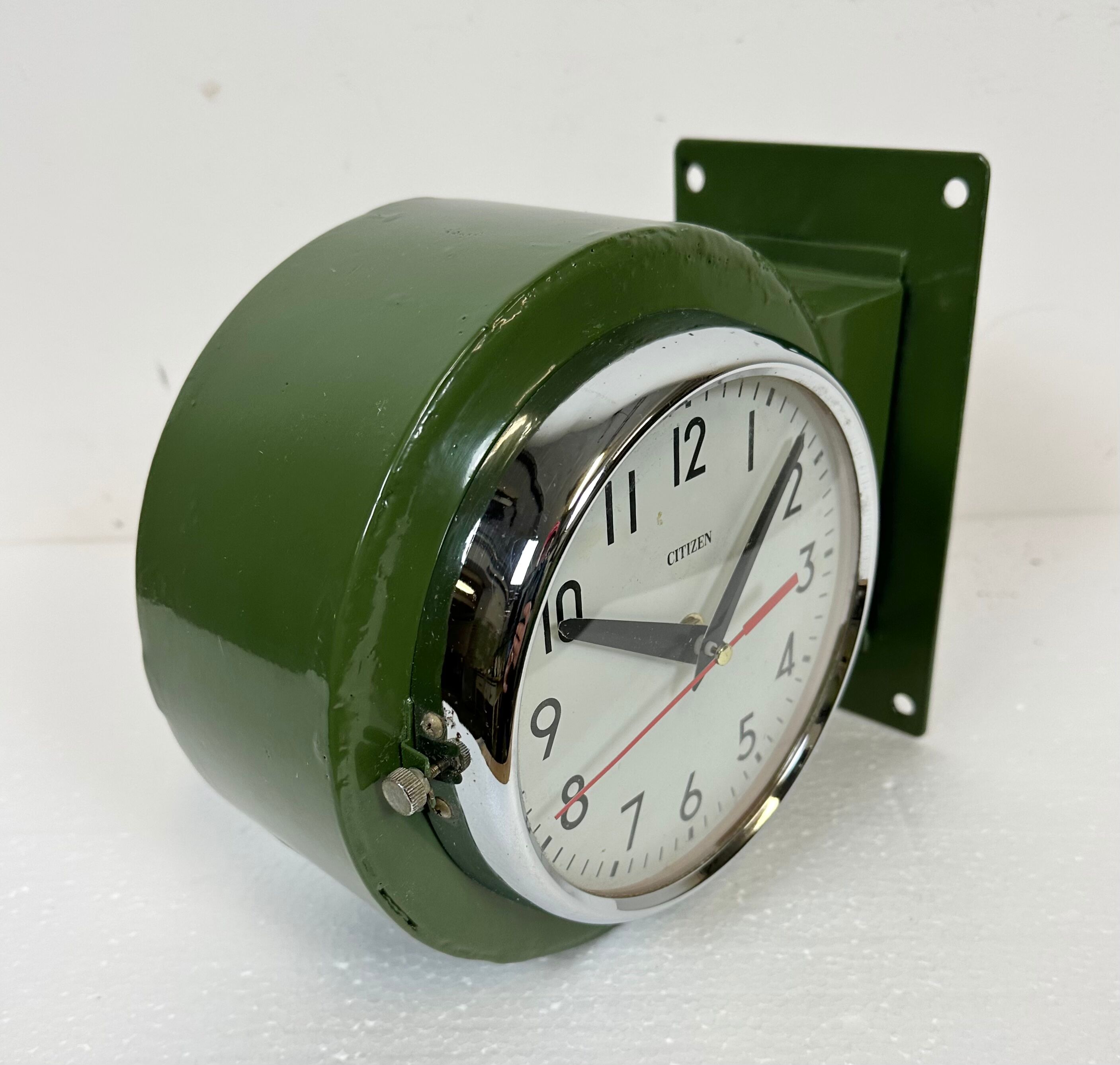 Vintage green citizen double-sided navy wall clock, 1980s