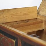 Very large painted folk art rustic farmhouse bridal chest / dresser