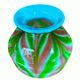 Art Nouveau ball vase opalescent glass stylized tricolor decoration Murano 1920