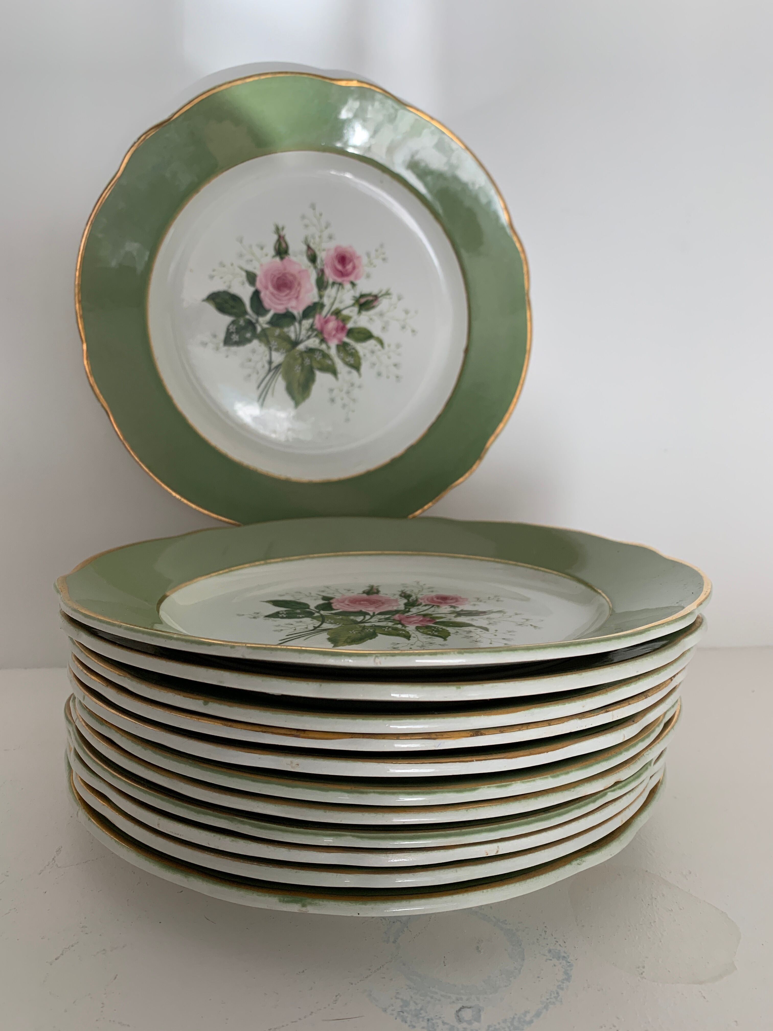 12 flat plates in flat earthenware KG Luneville bagatelle model, late 19th century