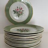 12 flat plates in flat earthenware KG Luneville bagatelle model, late 19th century