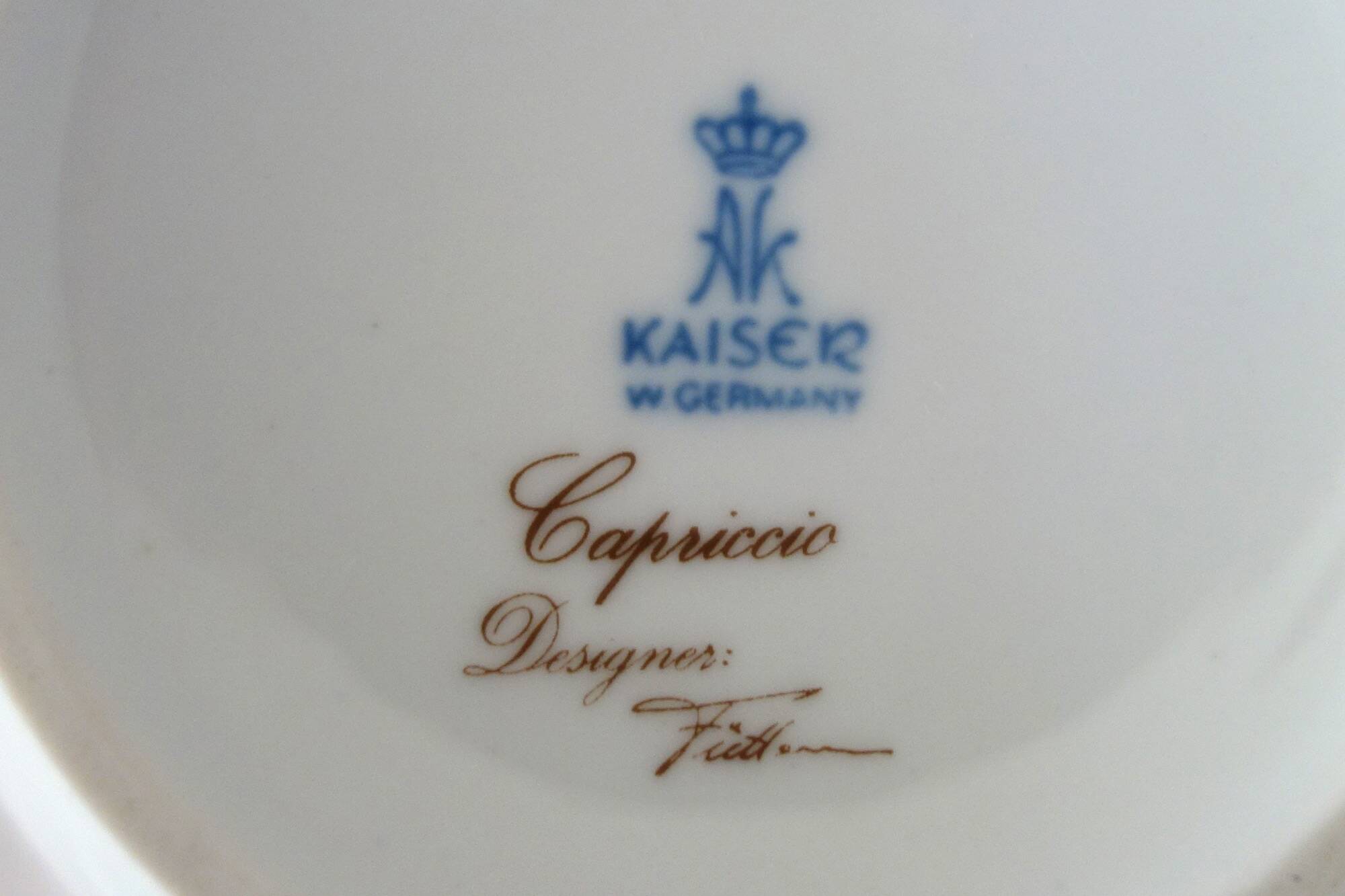 White porcelain vase with Kaiser decoration, West Germany, 1970s