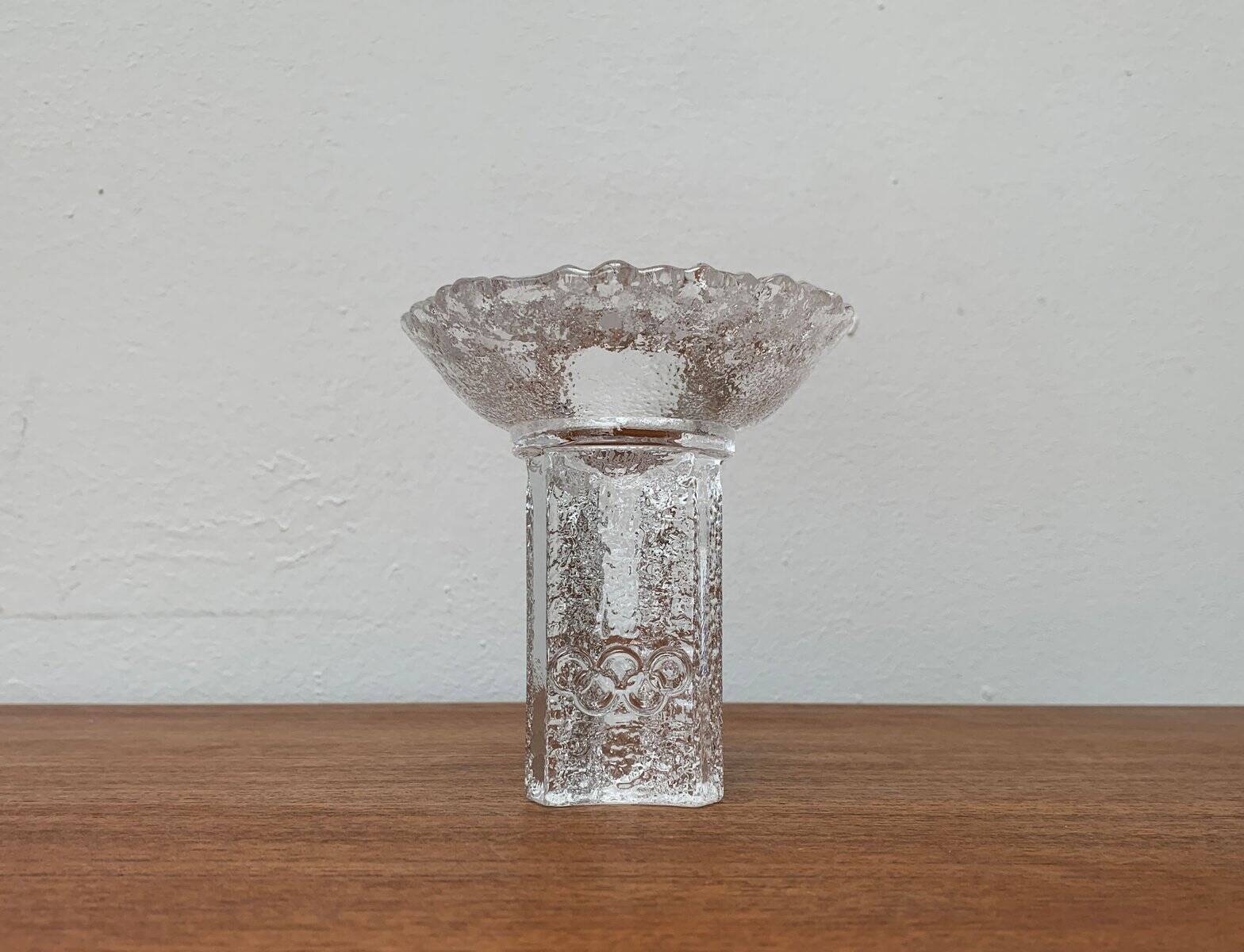 Olympics glass candle holder by Lars Hellsten for Orrefors, Sweden, 1984
