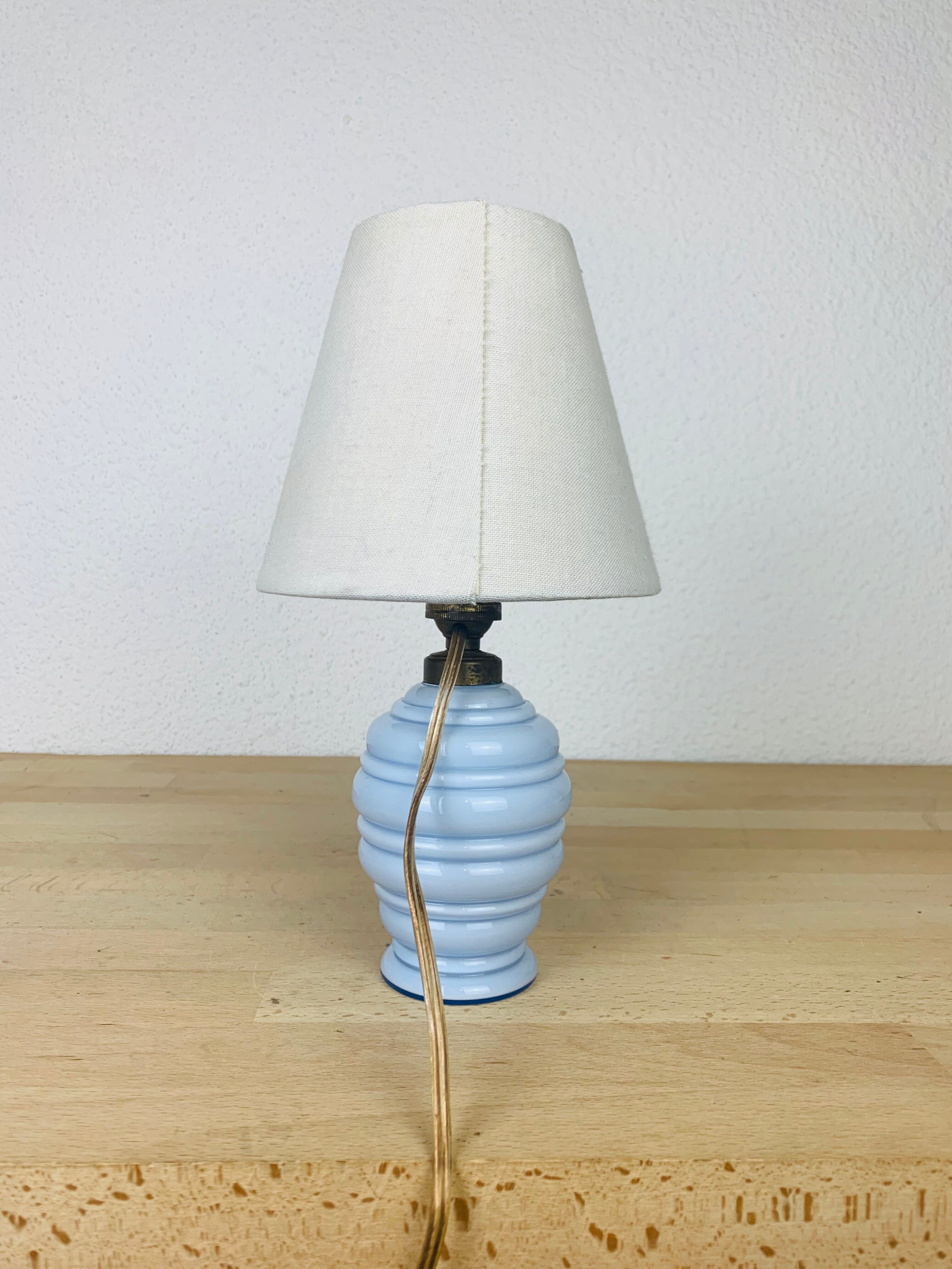 Art Deco blue glass lamp