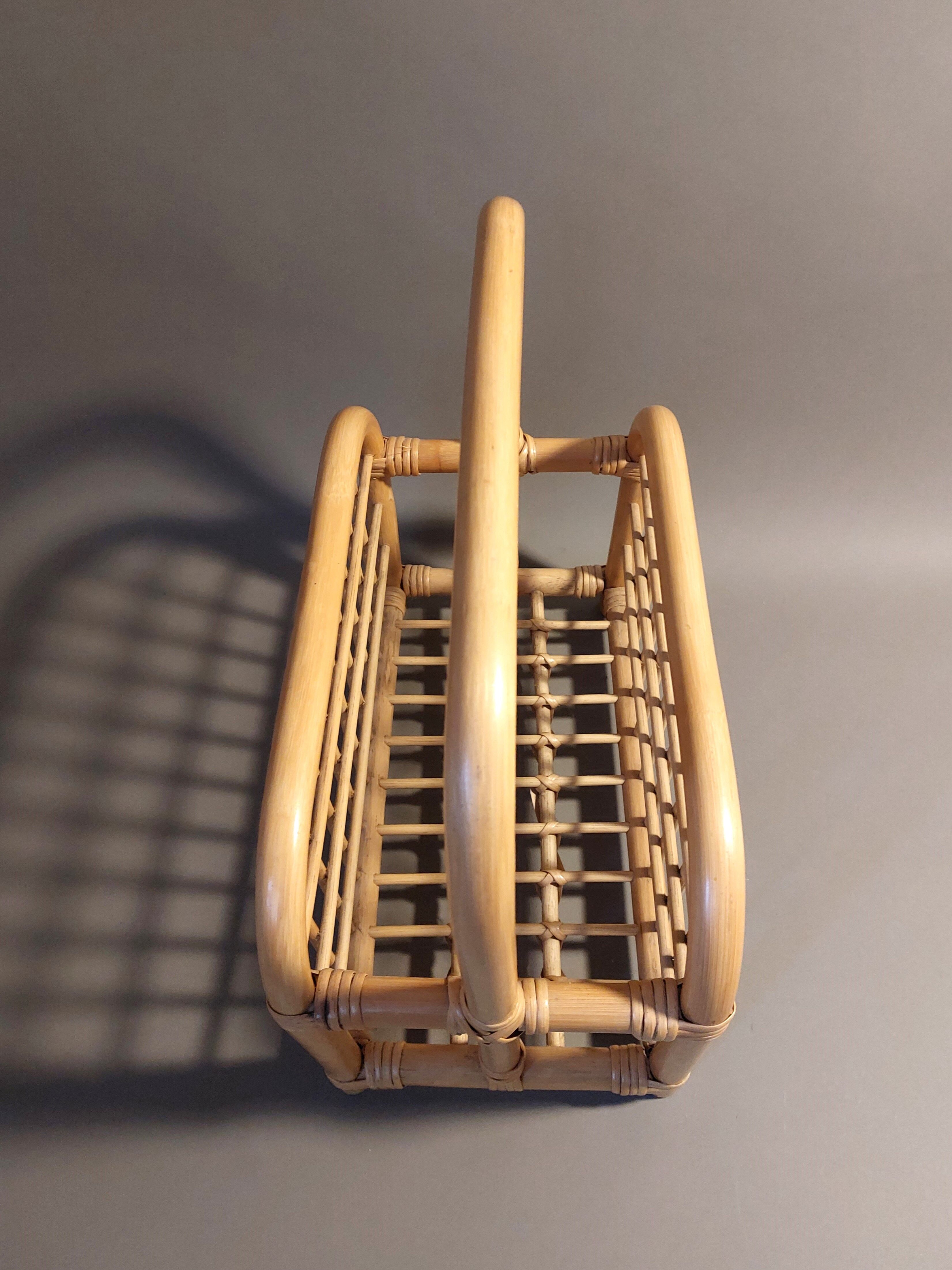 Vintage rattan magazine holder