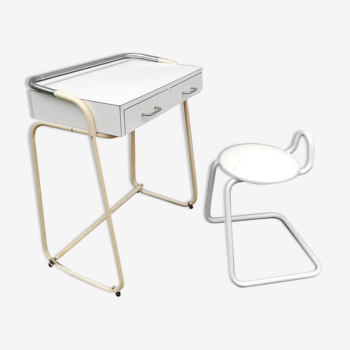 Bureau d'appoint moderniste annéers 60 et son tabouret