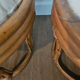 Pair of rattan stools