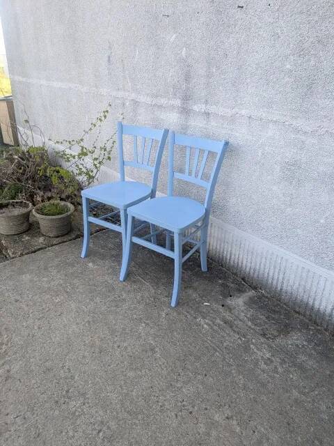 Pair of blue bistro chairs