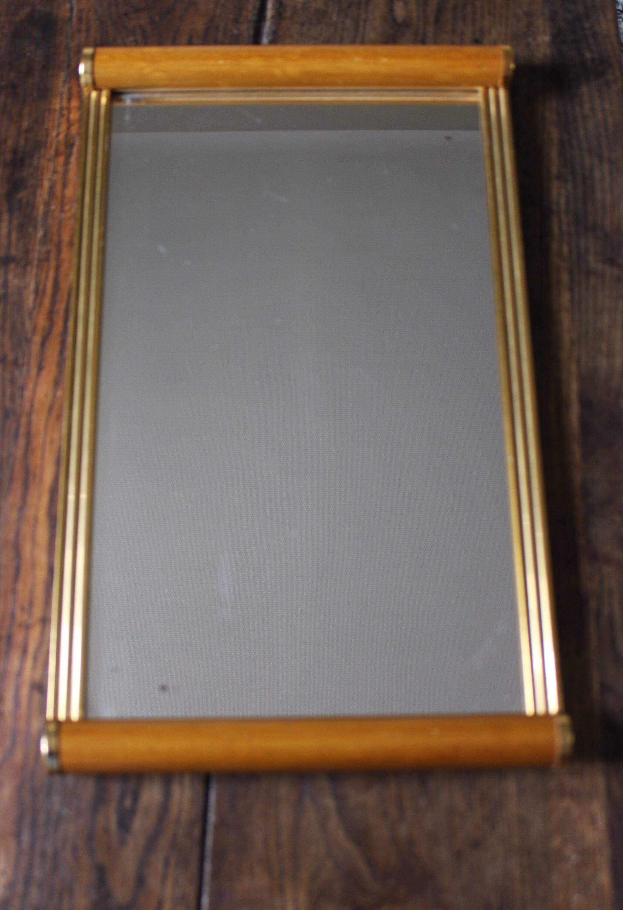 Large rectangular wooden mirror tray with vintage gilding