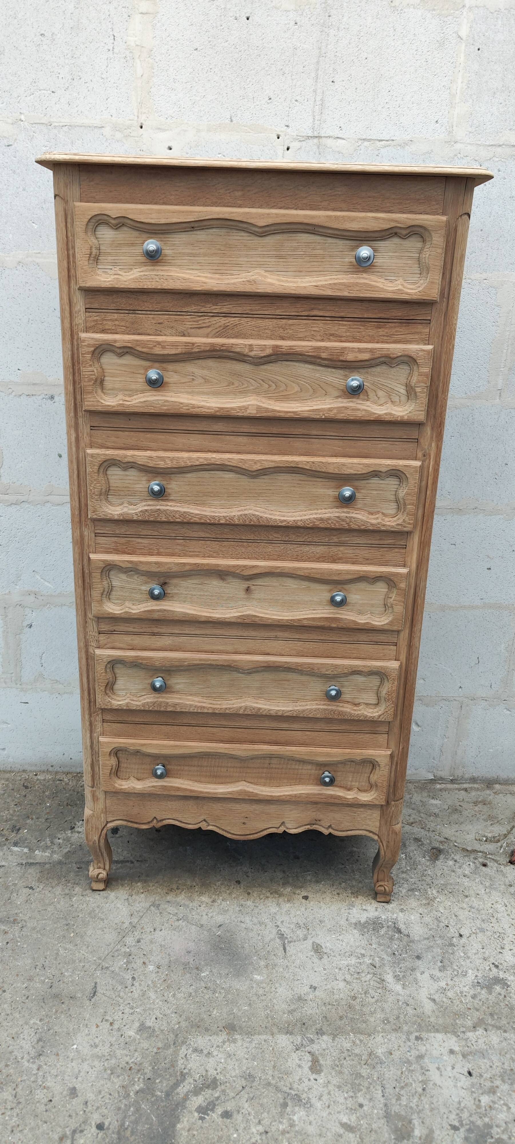 Louis XV style raw oak chest of drawers