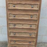 Meuble semainier commode chêne brut style louis xv