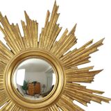 Large Wooden Sun Mirror Sunburst Deknudt Gold Leaf 70cm