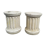Pair of low Columns of Greco-Roman style concrete garden