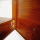 Mid century 1970s retro teak headboard with two hinged bedsides, upholstered in black by 'slumberlan