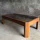 Coffee table in light wood and smoked glass, 1980s