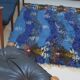 Vintage wave design blue Rya rug 202 cm x 145 cm, 1970s