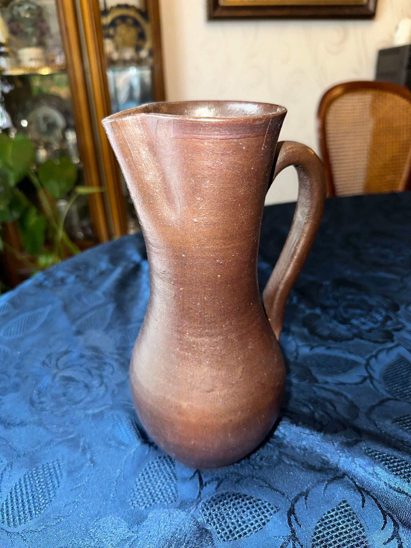 Glazed terracotta pitcher stamped jean dubost