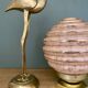 Vintage art deco globe table lamp in pink and gold Clichy glass