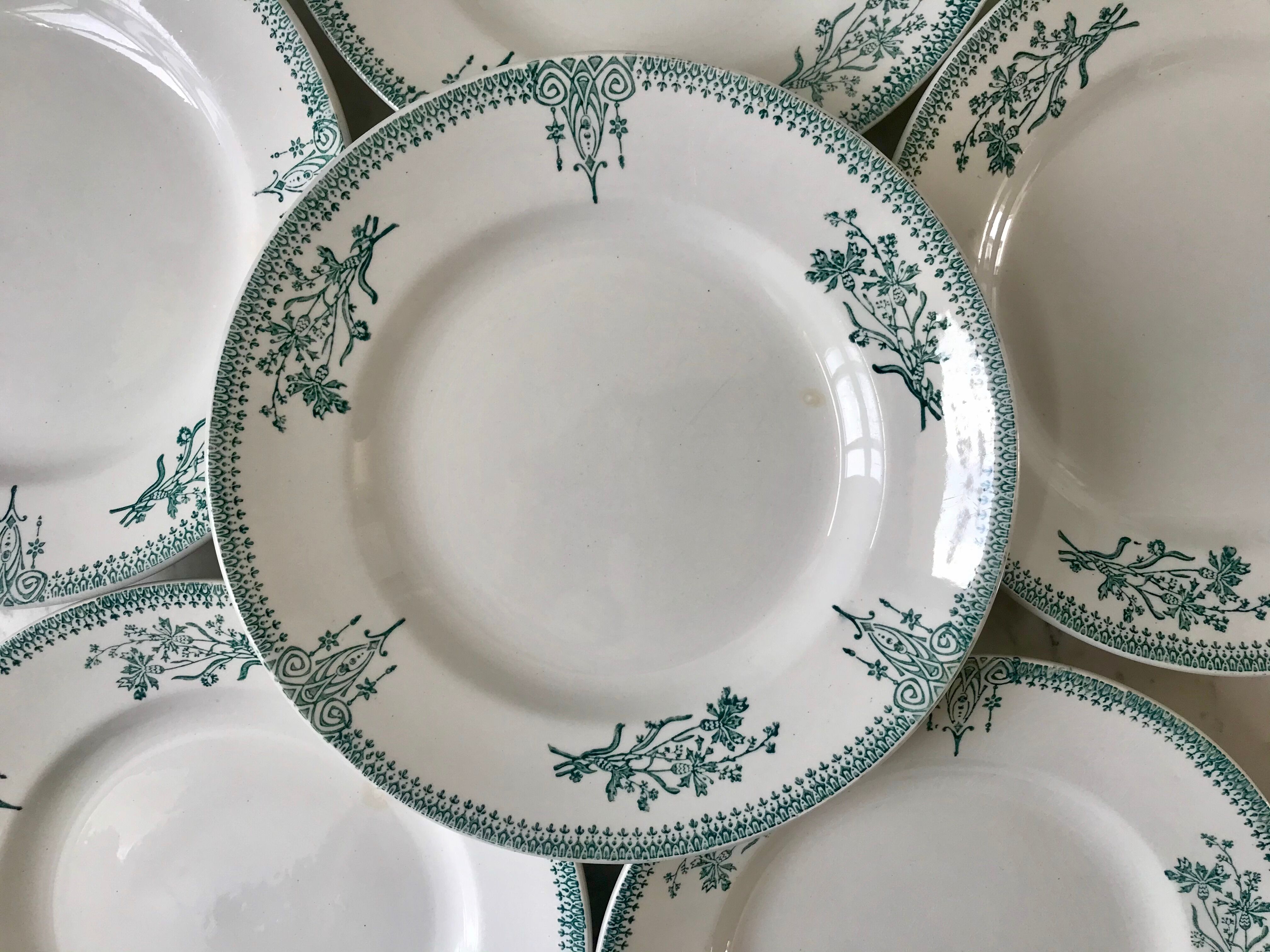 Set of 6 flat plates terre de fer saint-amand xixth