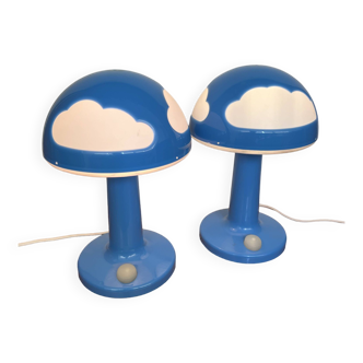 Pair of Mushroom Clouds Ikea Skojig lamp by Henrik Preutz 90s