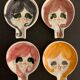 4 individual Italian ceramic stackable ashtrays with women's faces