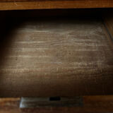 George III English Commode in Mahogany and Burl, Stretcher Feet – 19th Century