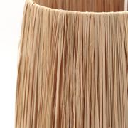 Petite lampe boule en bois blond, abat jour en raphia, années 90