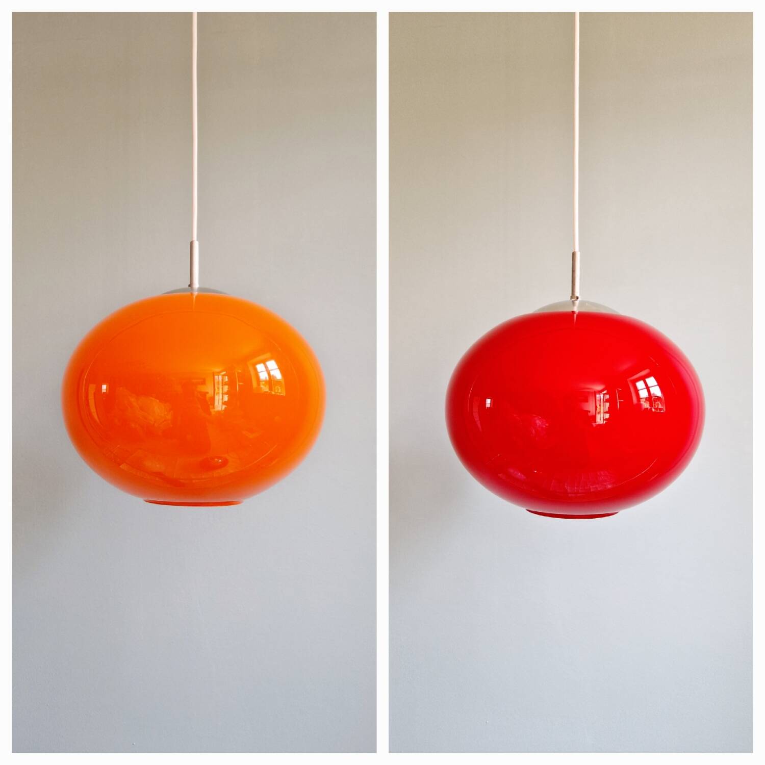 Large Space Age pendant light in orange opaline, 1960s-70s