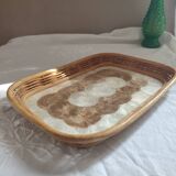 Rectangular Capiz Shell mother-of-pearl and wicker tray