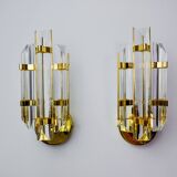 Paire d'appliques Venini, verre triedri, murano, Italie 1970