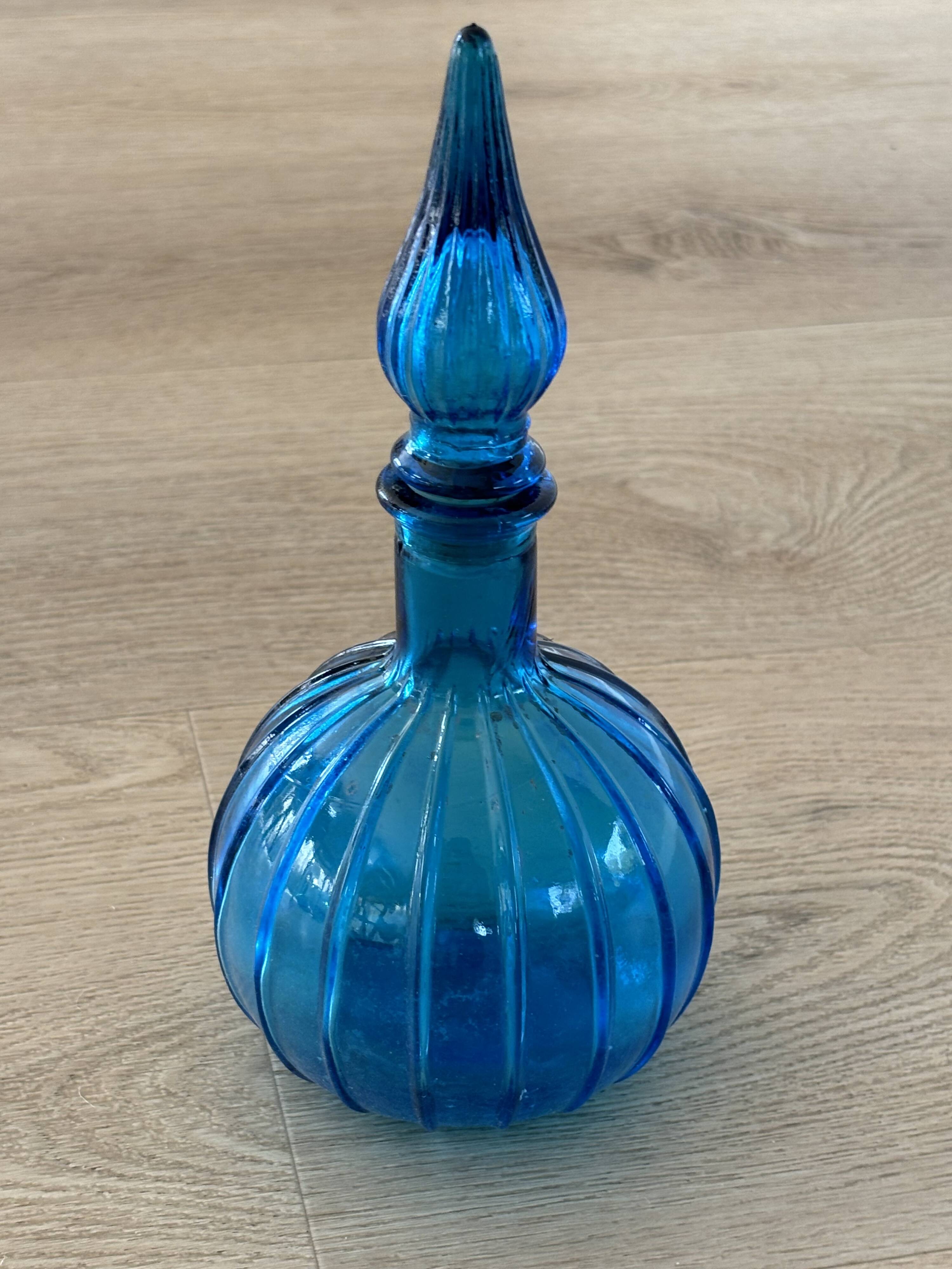 Vintage Empoli Glass Decanter with Stopper, Italy, 1960s