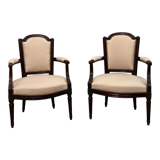 Pair of walnut armchairs from the Louis XVI period around 1770
