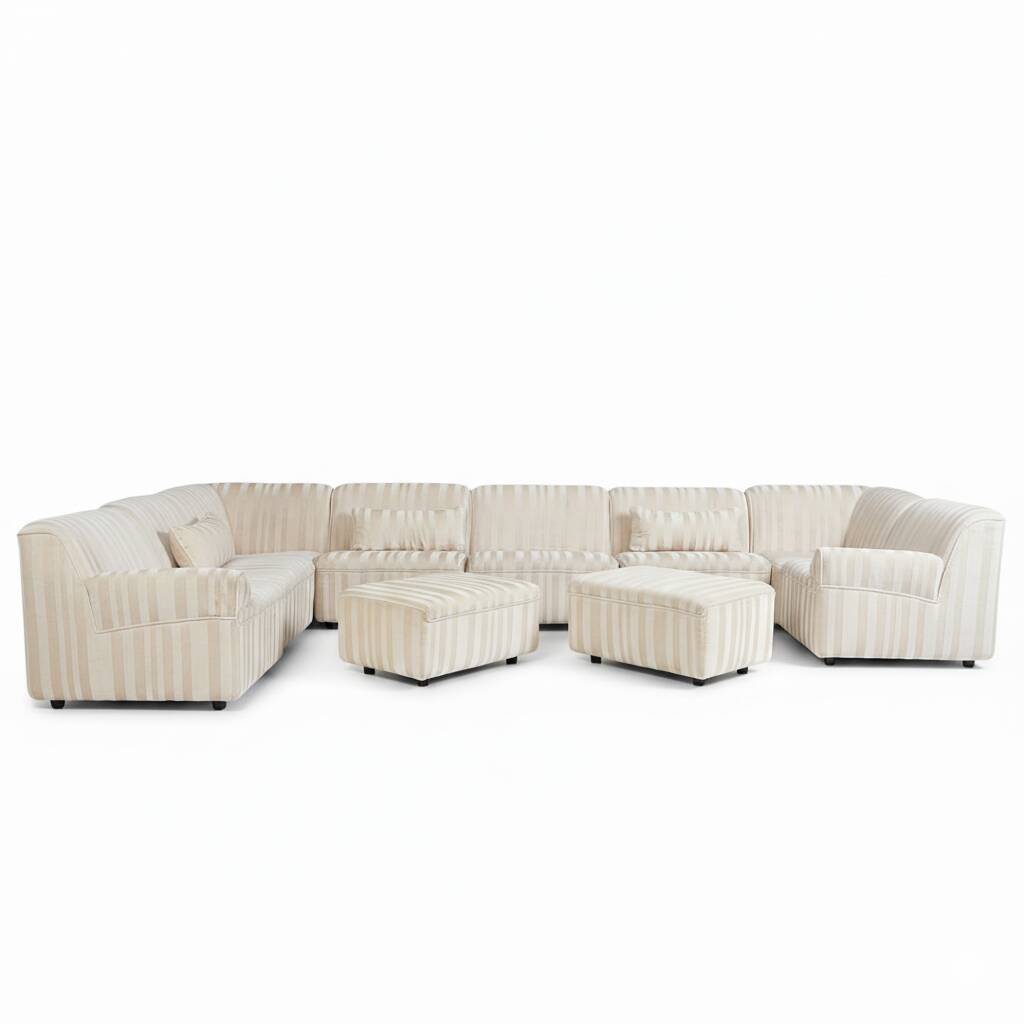 German Modular Sofa Set (10 Pieces)  — Wood Frame & Velvety Textile