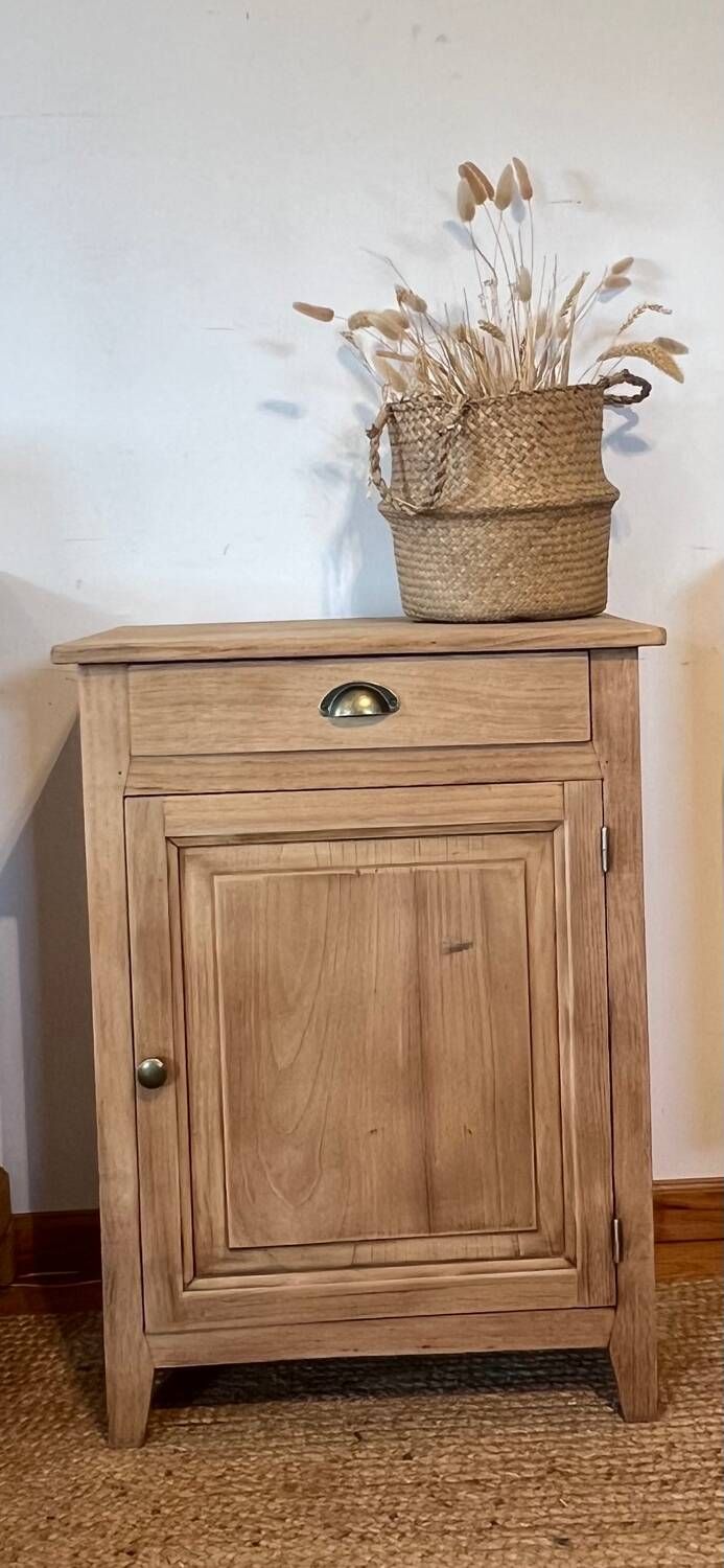 Vintage jam jar in solid oak with compass legs and 1 drawer | Selency