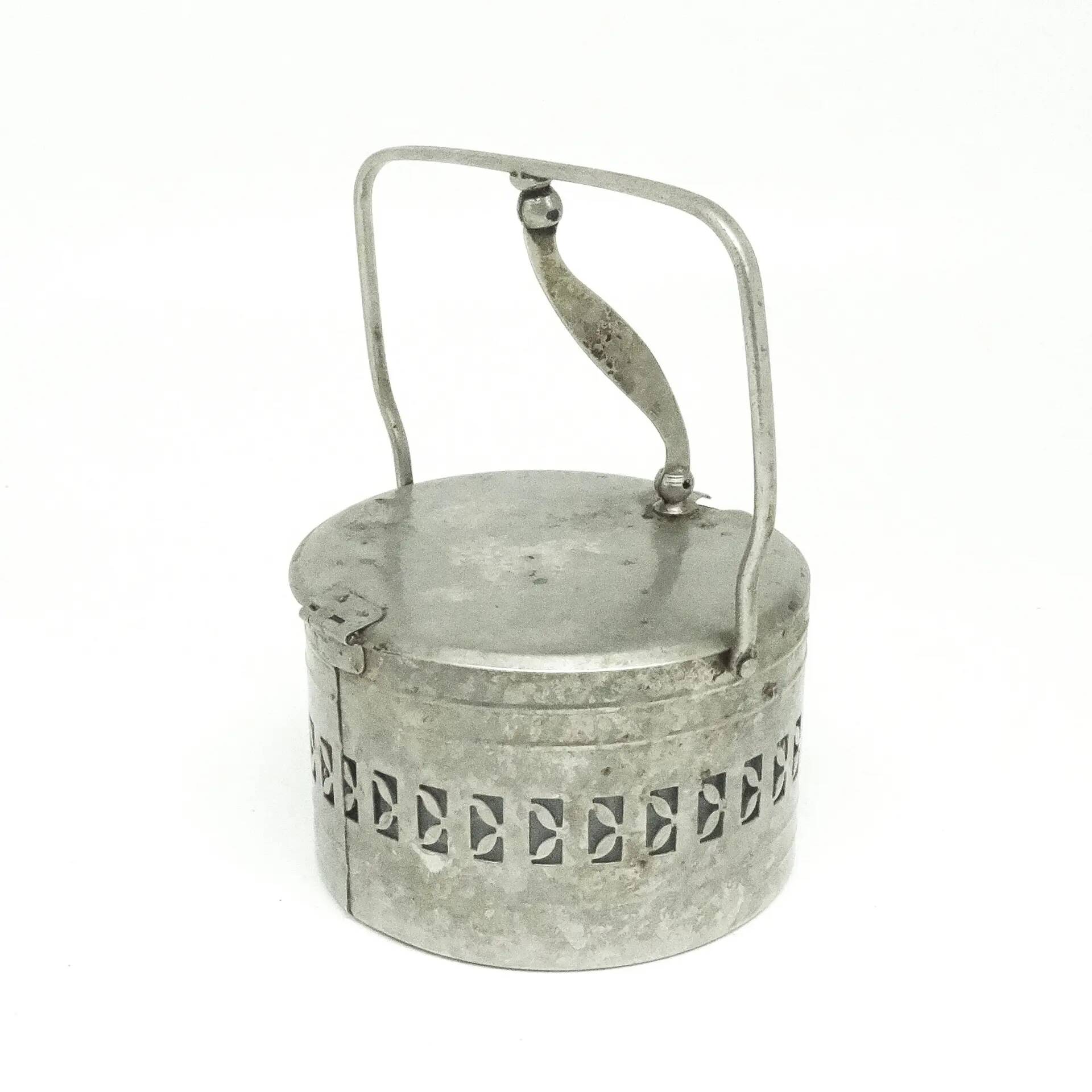 Basket sugar bowl, postmodernism, nickel-plated brass, Poland, 1960s