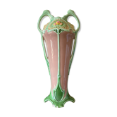 Art-nouveau splashy ceramic vase of flowers