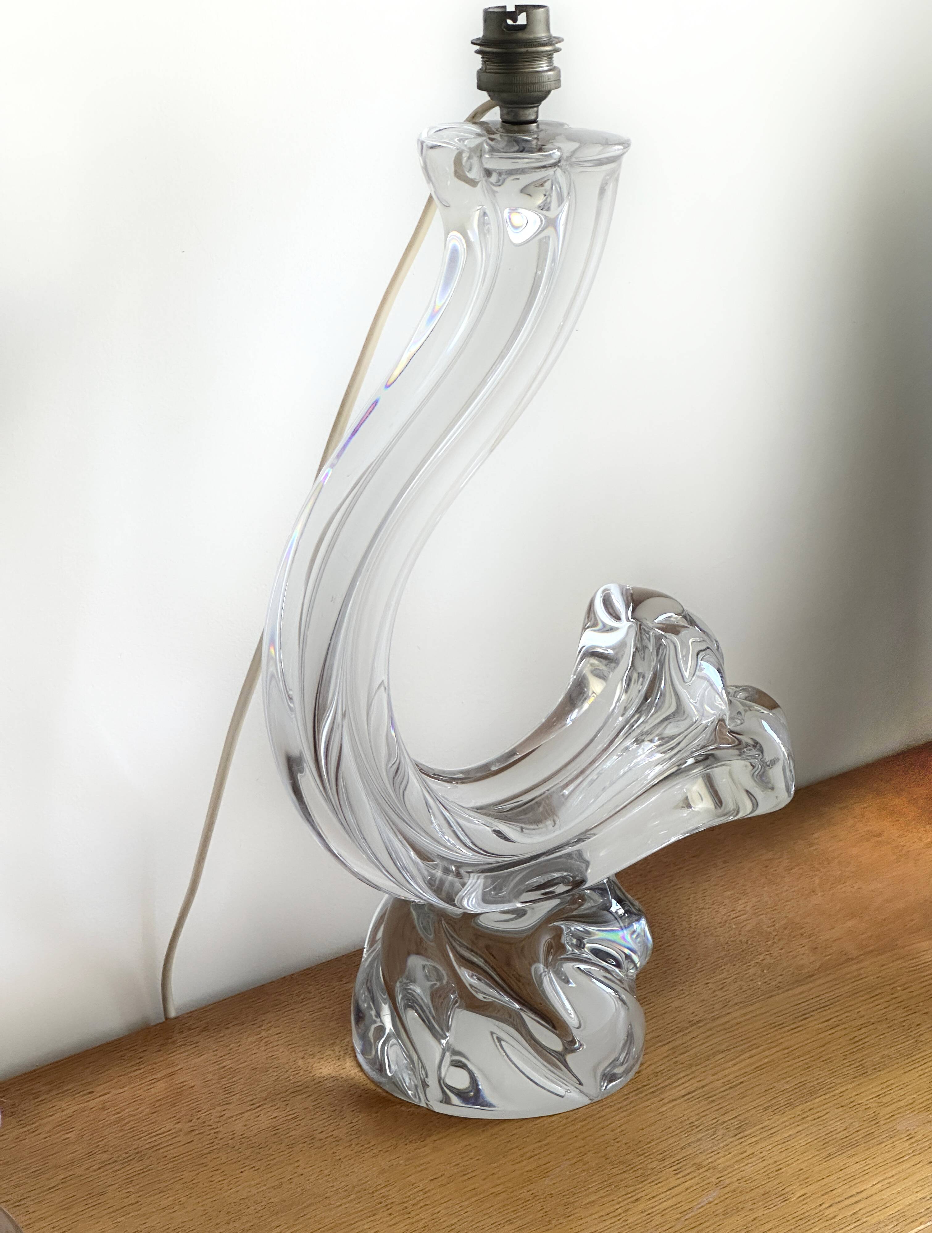 Impressive XXL crystal table lamp signed Daum France - Height 42 cm