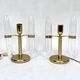 Postmodern pair of gilded metal and glass table lamps by Stilkronen. Italy 70s