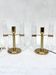 Postmodern pair of gilded metal and glass table lamps by Stilkronen. Italy 70s