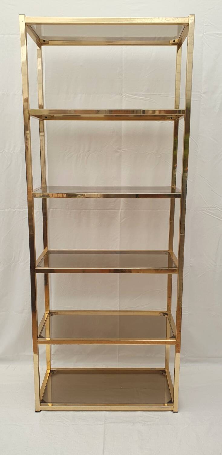 Gold and smoked glass shelf 1970