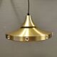 Danish Hanging lamp from the 80s in gold-coloured aluminium with hard-pressed plastic bottom grid an